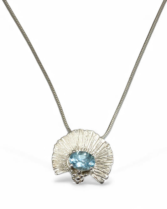 Sky Blue Topaz Fan Pendant in Sterling Silver