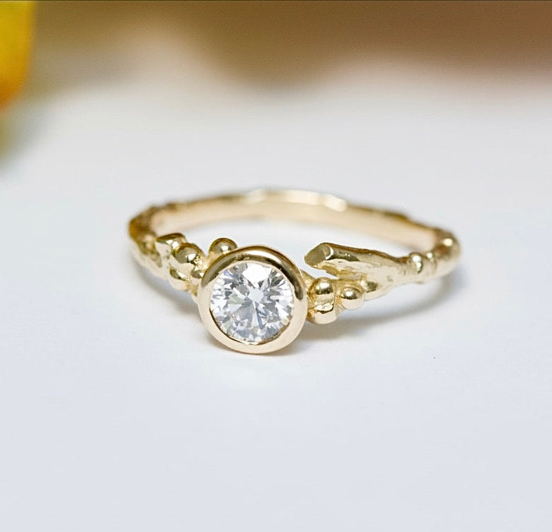 The Aurora Ring, 14 Carat Gold and Diamond Twig Engagement Ring
