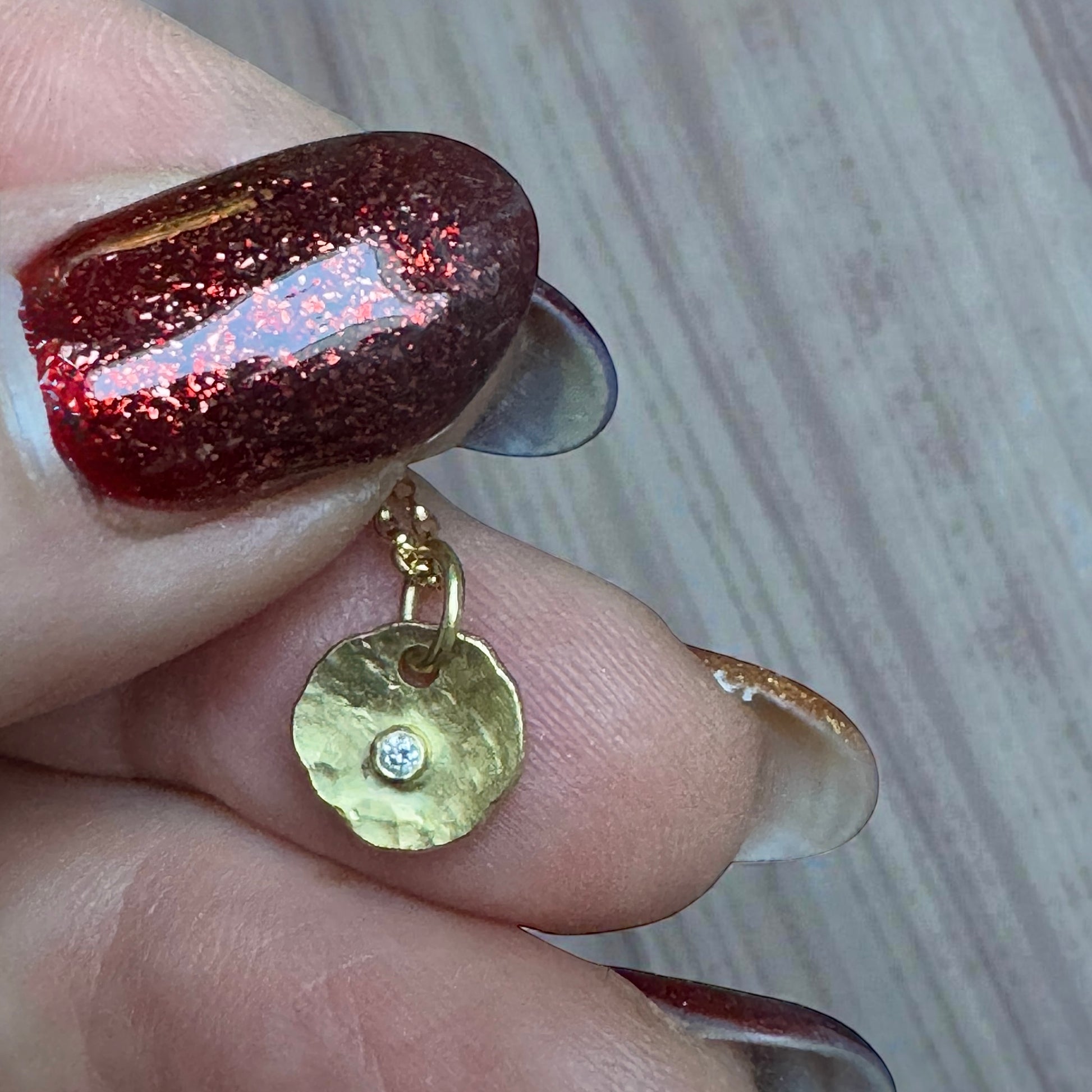 Hammered 18 carat gold and diamond necklace