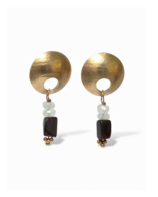 Moonlit Drops Gold and Garnet Vermeil Earrings