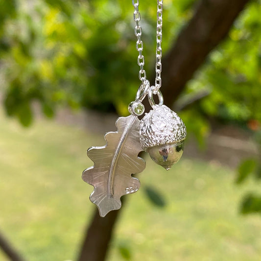 Acorn and Oak Leaf Nature Necklace