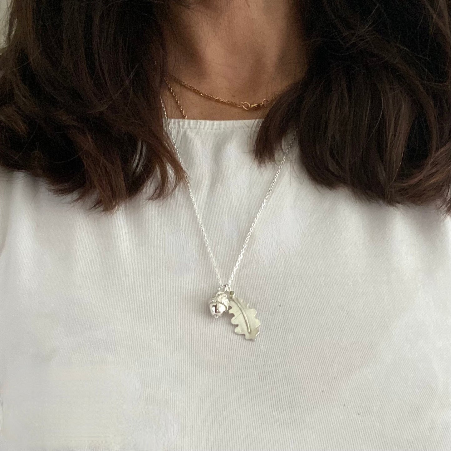 Oak Leaf and Acorn Silver Nature Necklace