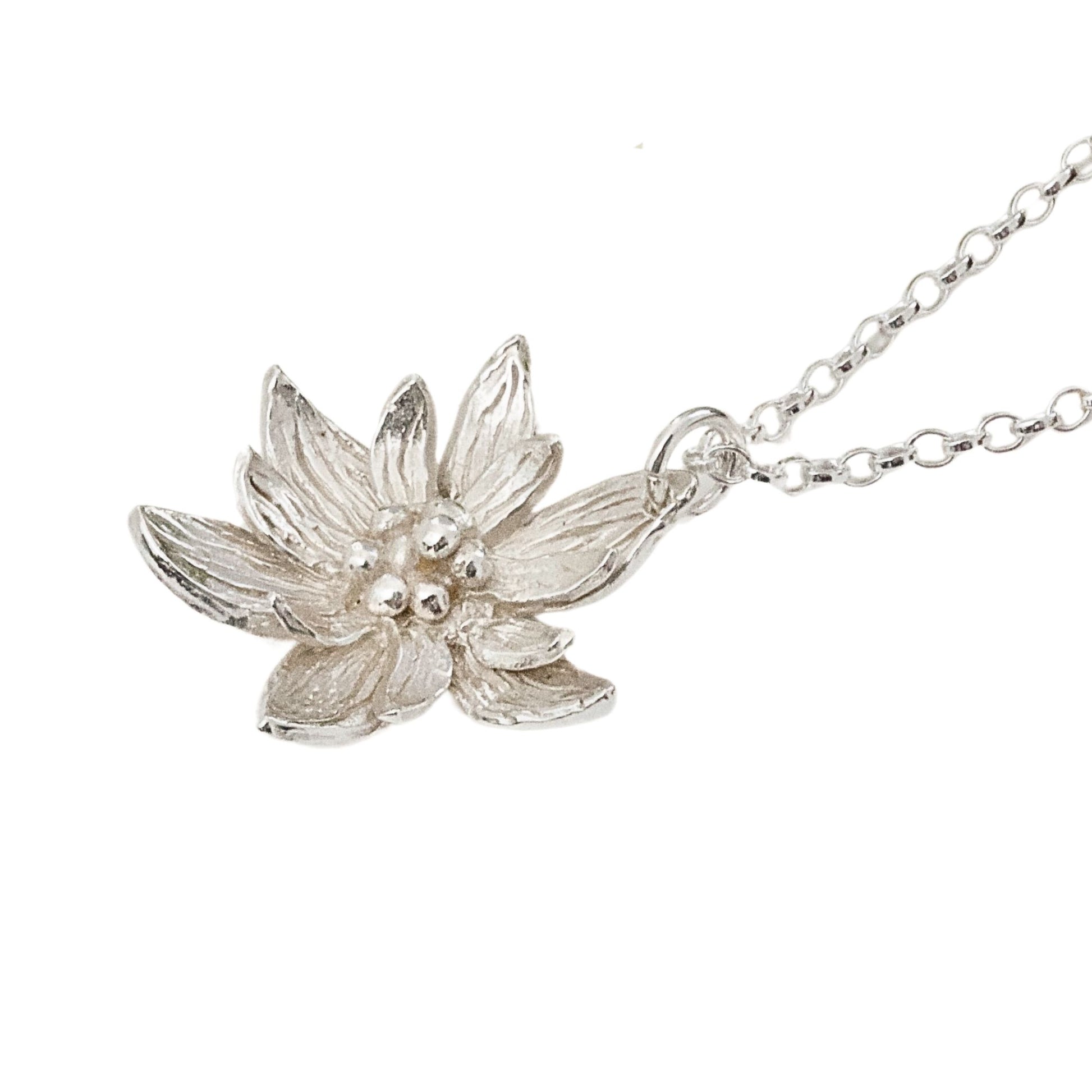 Lotus Flower Necklace, Sterling Silver, Yoga Jewellery – Caroline