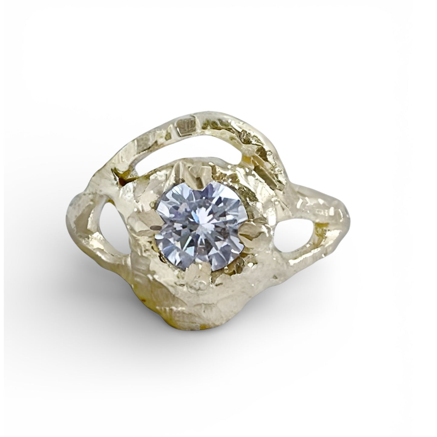 The Lunar Ring, Solid Gold and Diamond Organic Engagement Ring