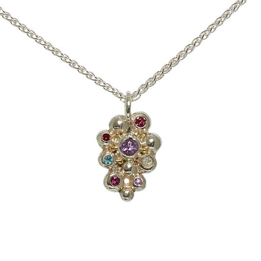Bubble Gemstone Pendant, Silver and 18ct Gold Bubble Necklace