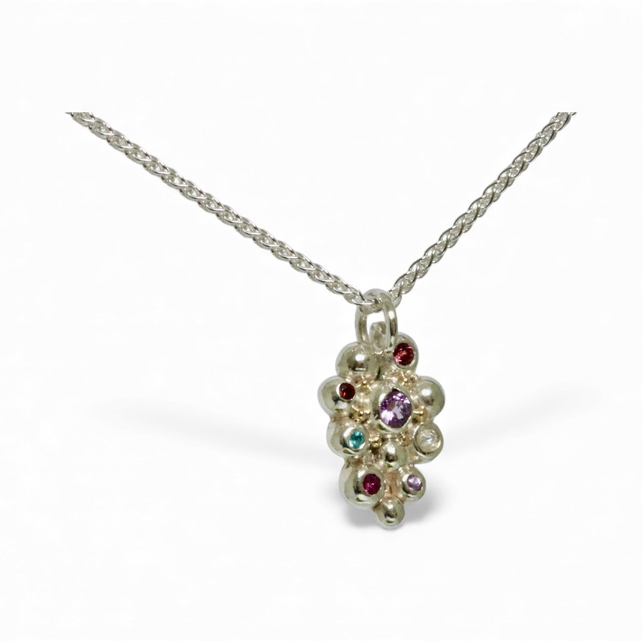 Bubble Gemstone Pendant, Silver and 18ct Gold Bubble Necklace