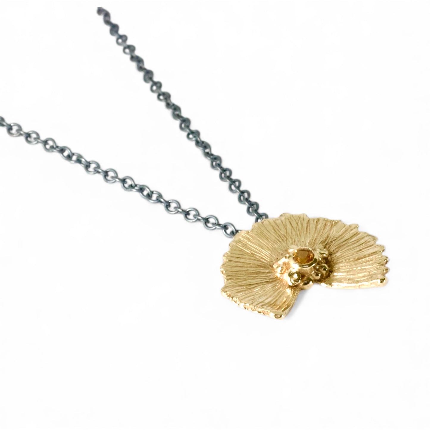 9ct Gold Sunset Necklace with orange Sapphire