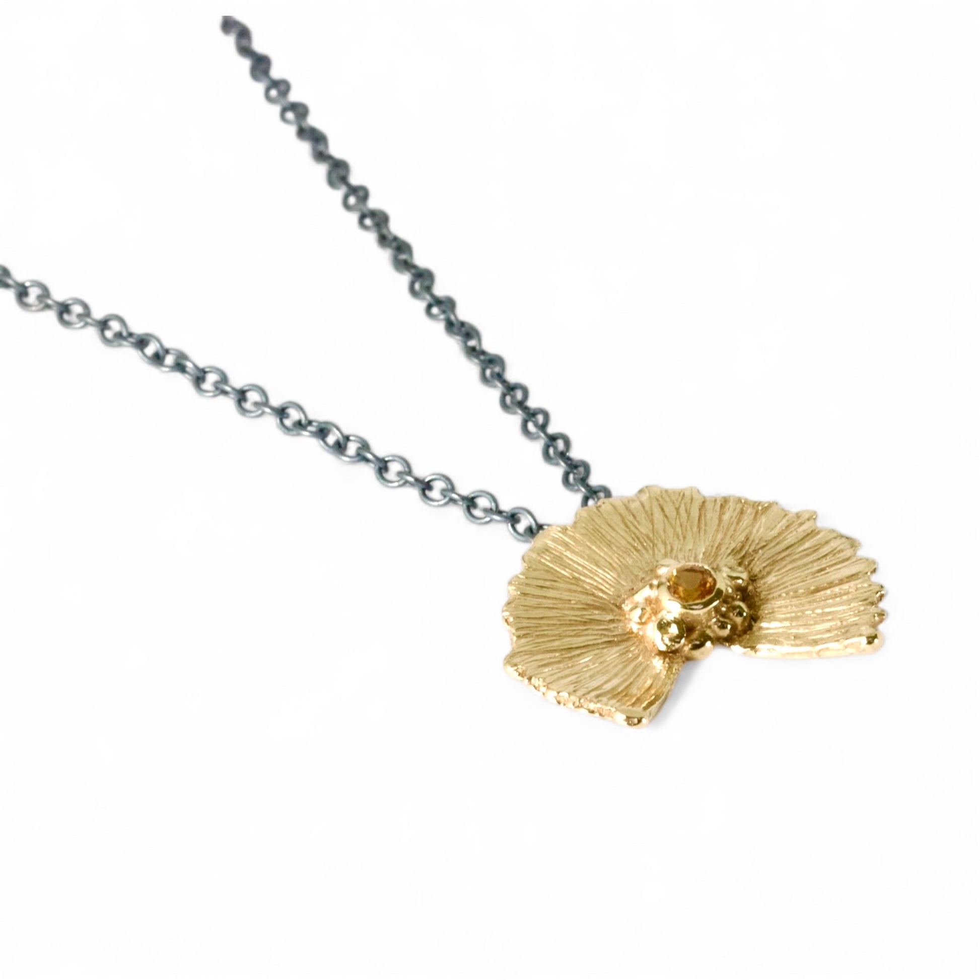 9ct Gold Sunset Necklace with orange Sapphire