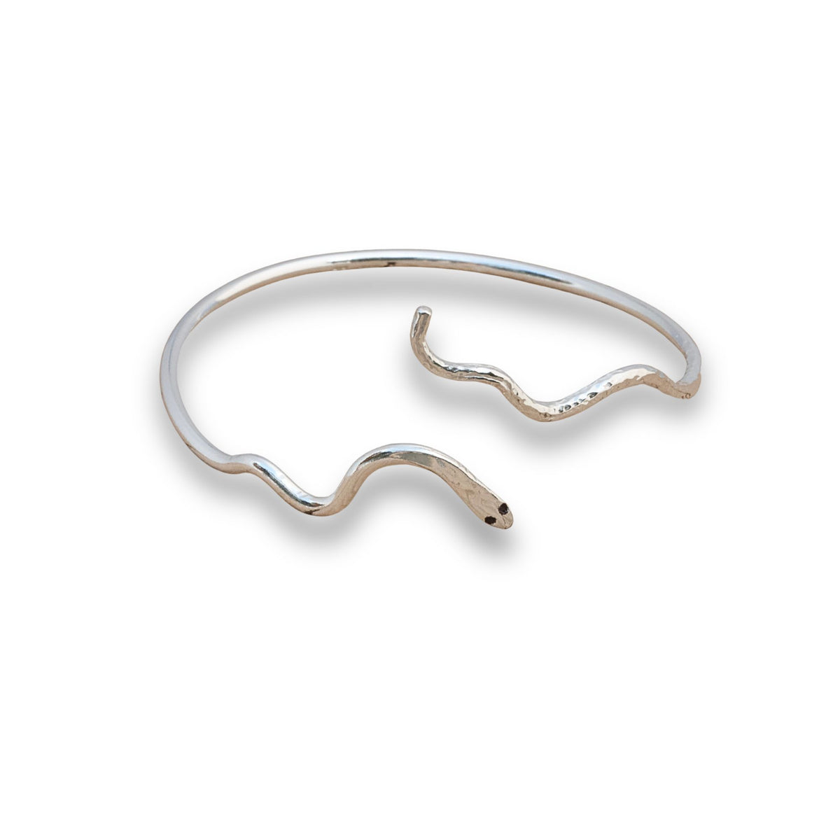 Hand forged serpent bangle in fully hallmarked sterling silver.