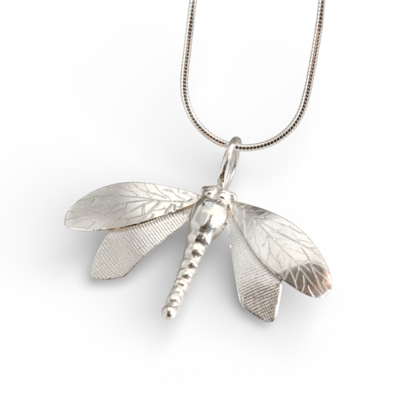 Handmade Silver Dragonfly Necklace-dragonfly pendant-large dragonfly necklace