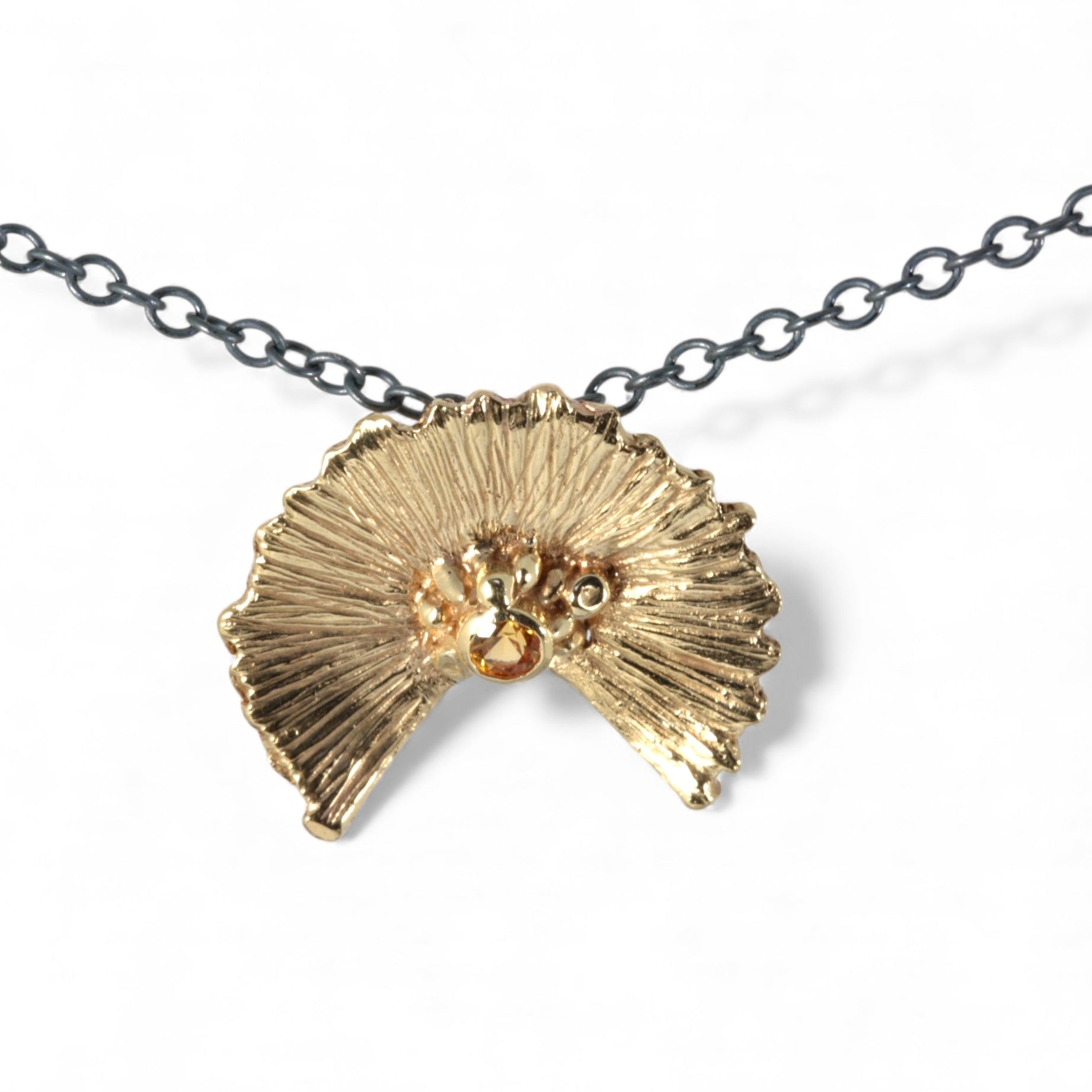 9ct Gold Sunset Necklace with orange Sapphire