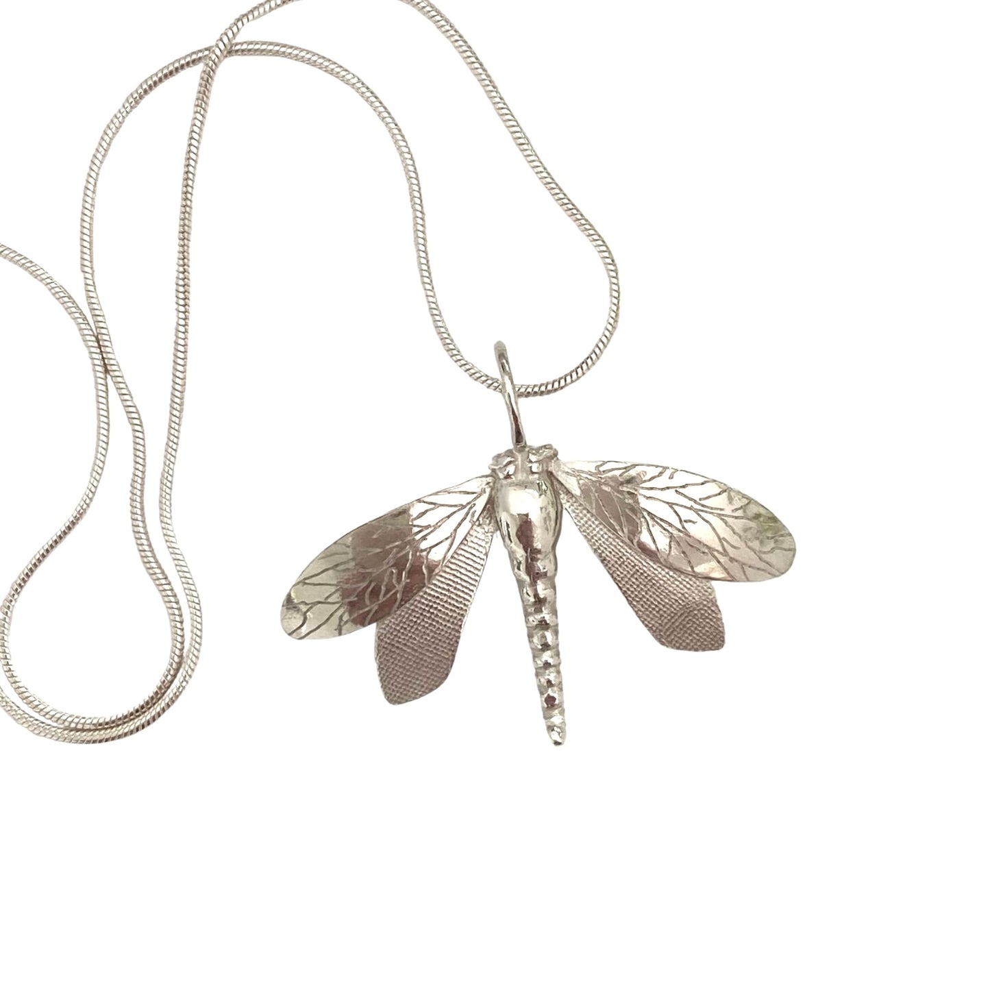 Handmade Silver Dragonfly Necklace-dragonfly pendant-large dragonfly necklace