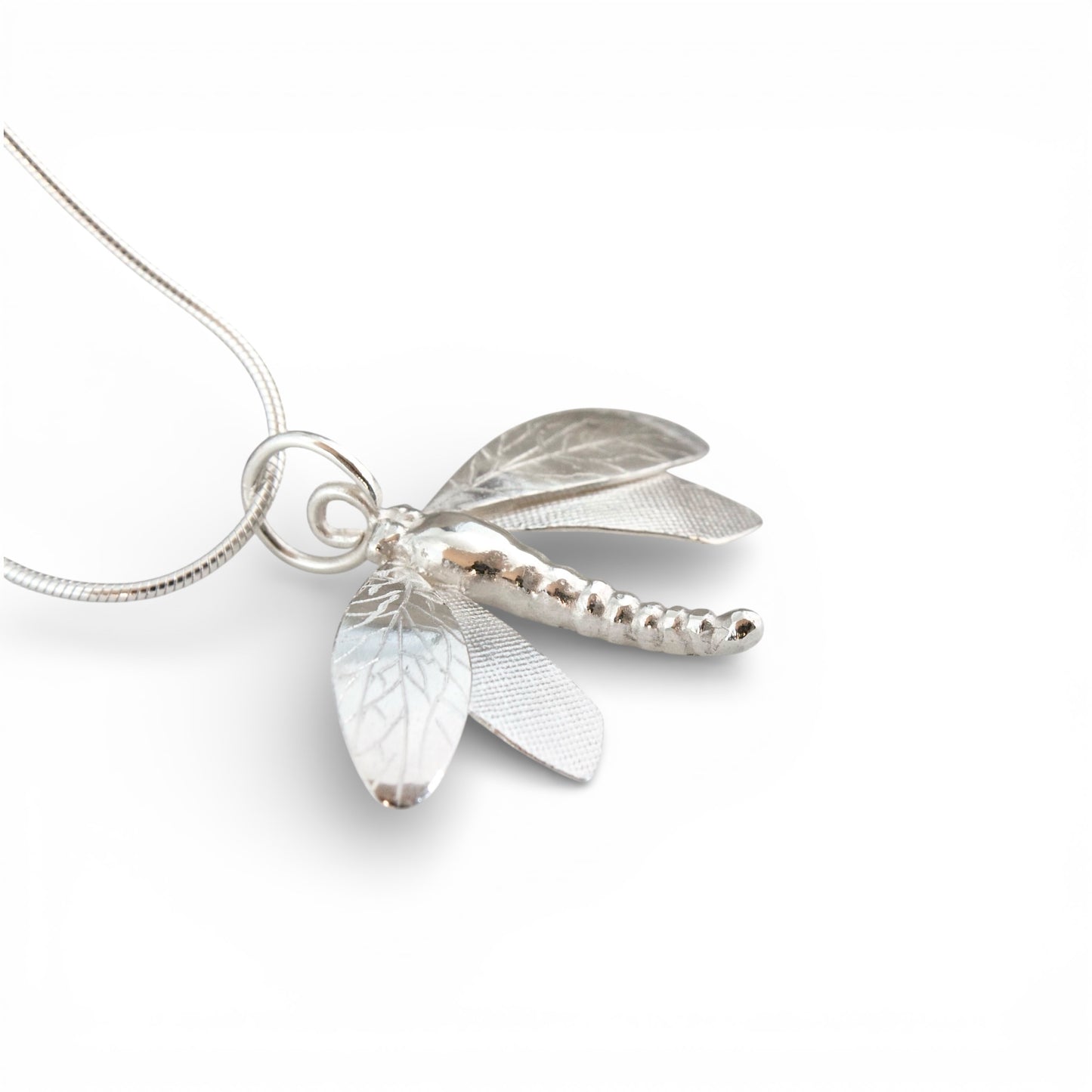 Handmade Silver Dragonfly Necklace-dragonfly pendant-large dragonfly necklace