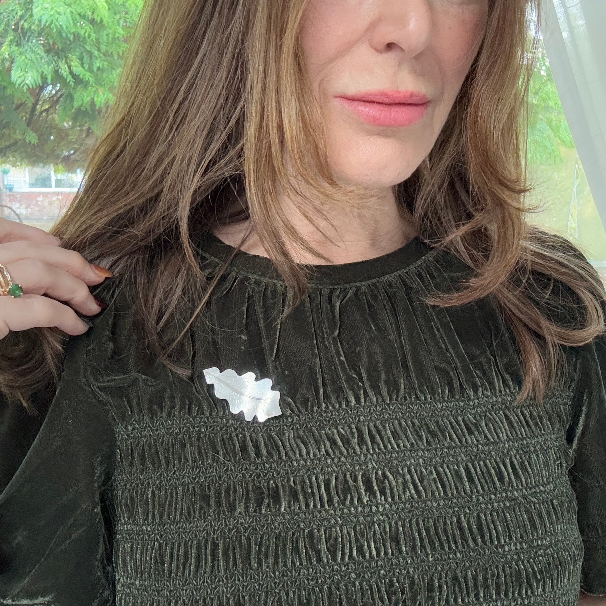 Oak leaf brooch in sterling silver with hand engraving