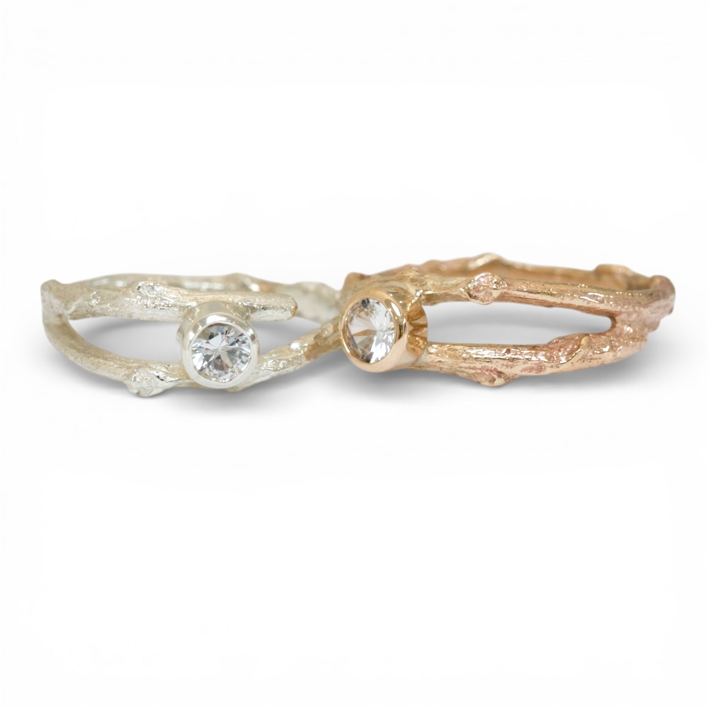 Woodland Twig Ring, 9ct white and yellow Gold and Sapphire