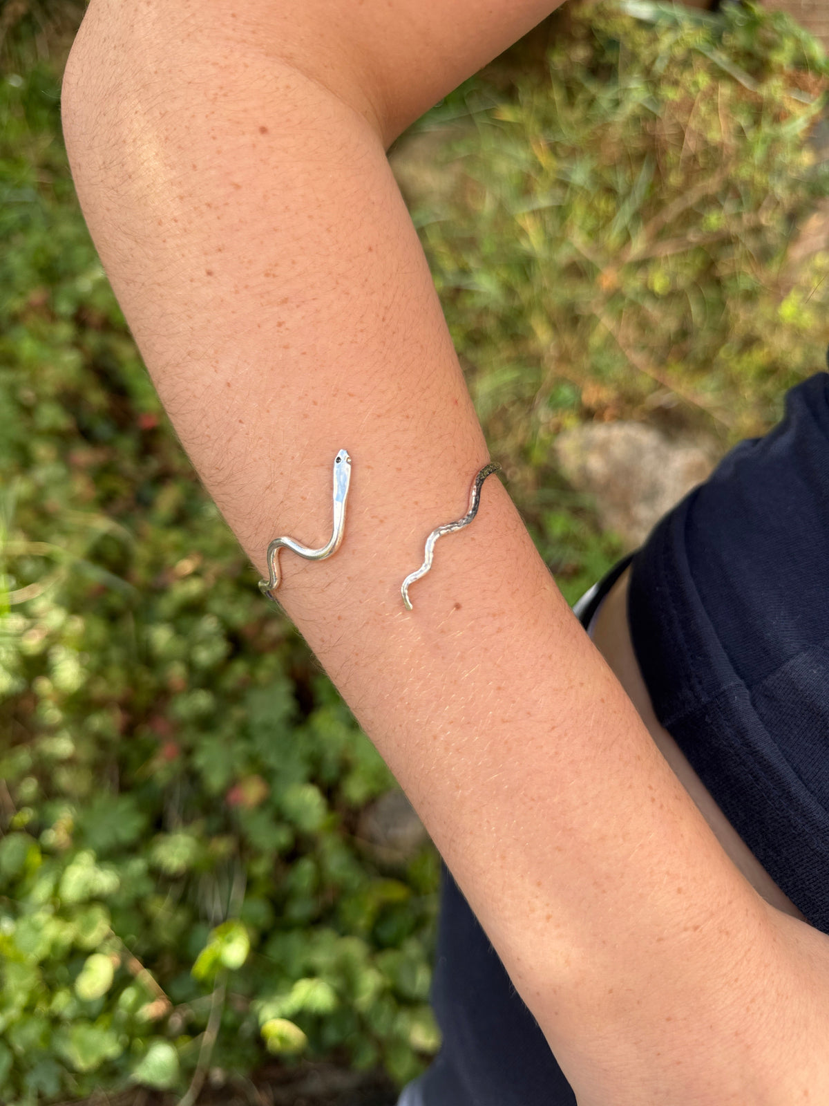 snake bangle, open bangle in sterling silver