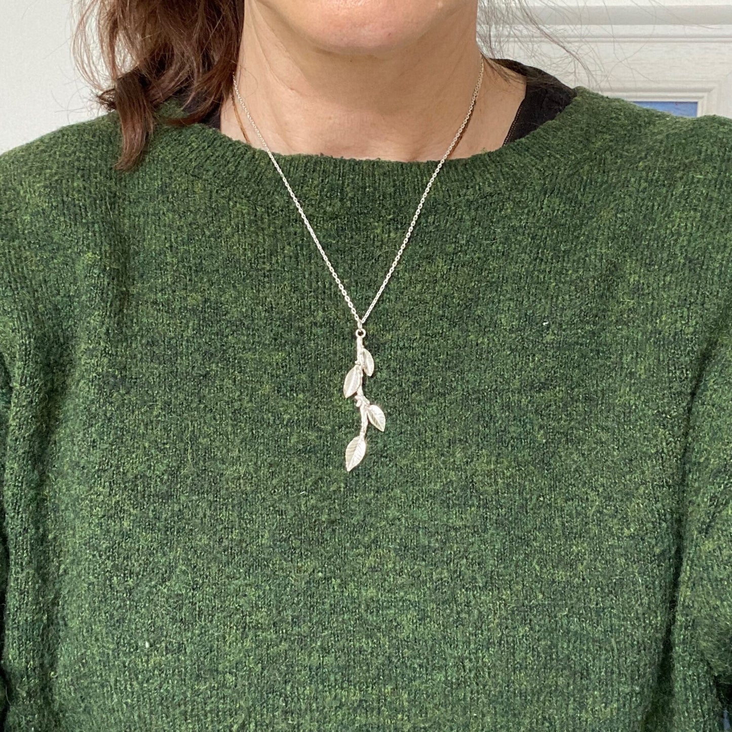 silver leaf necklace