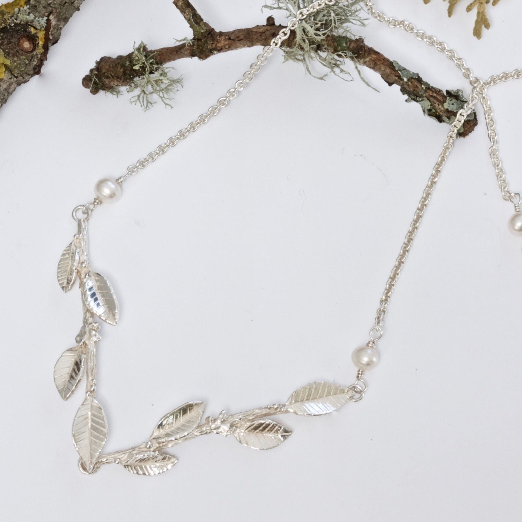 Silver Laurel Leaf Wreath Necklace