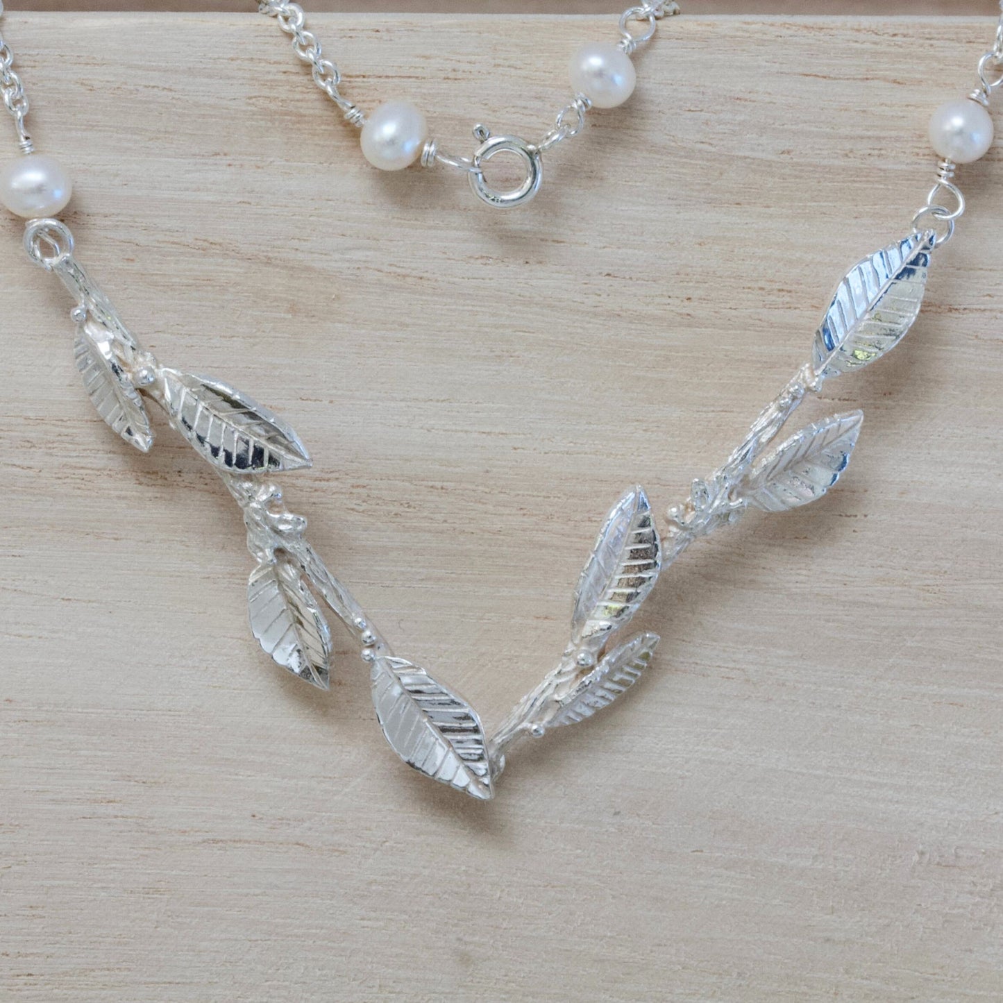 silver leaf necklace