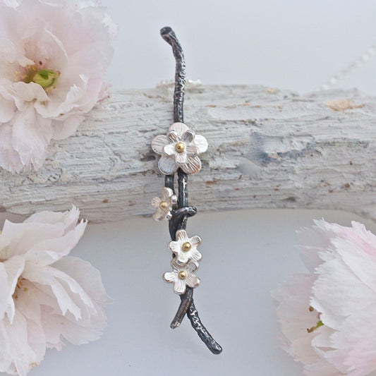 Cherry Blossom Necklace, Silver and 18ct gold