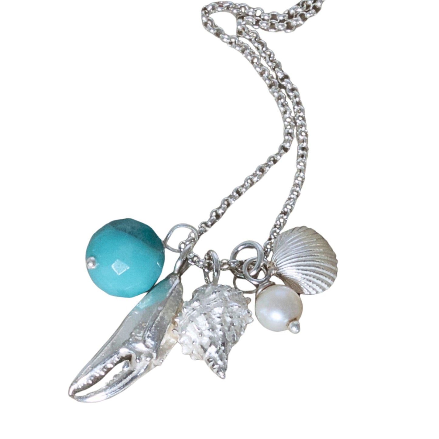 Beachcomber Silver Shell Cluster Necklace