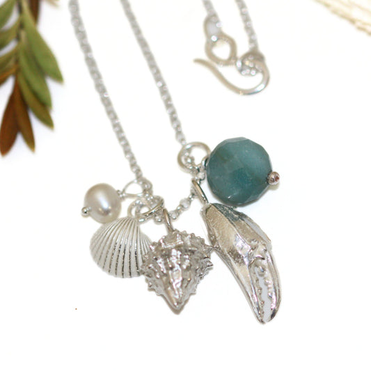 Beachcomber Silver Shell Cluster Necklace