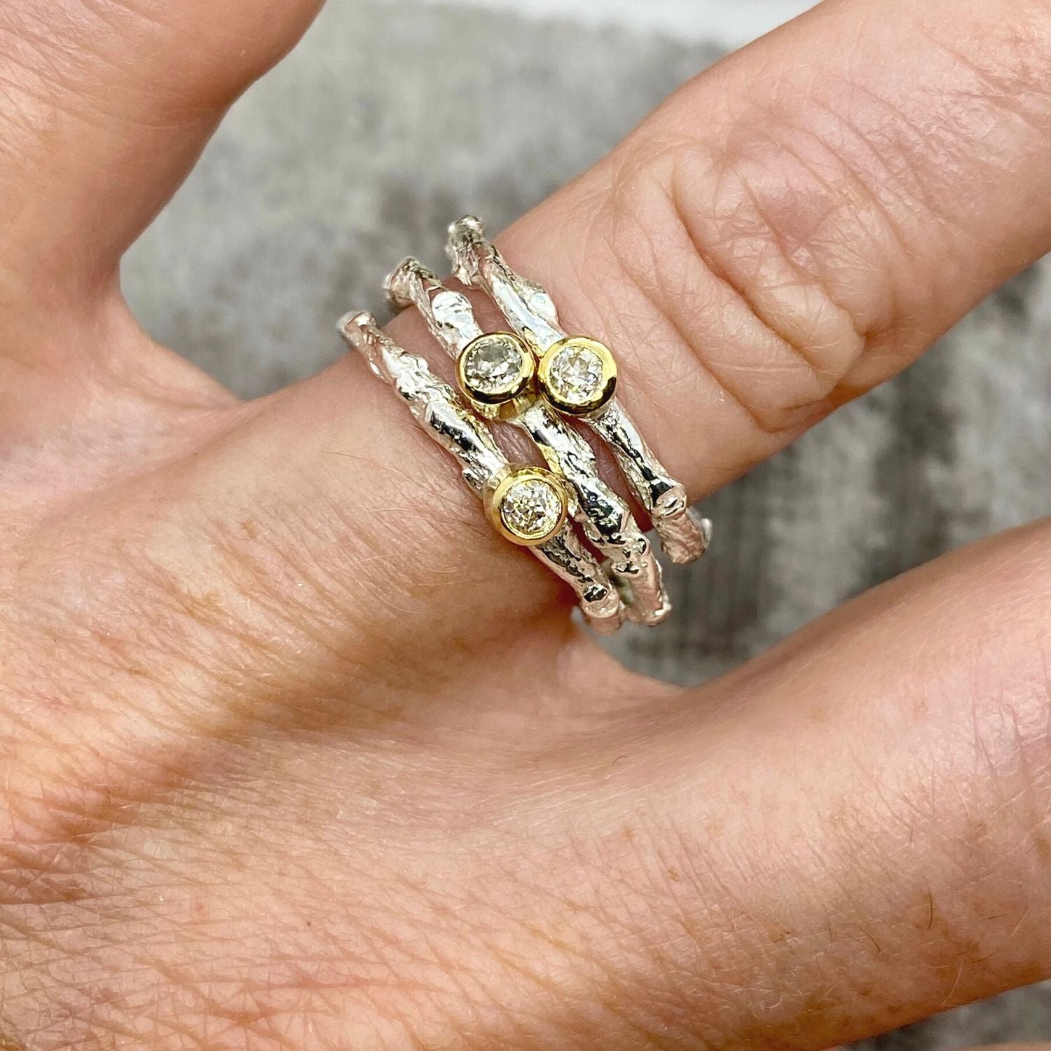 recycled diamond stacking rings