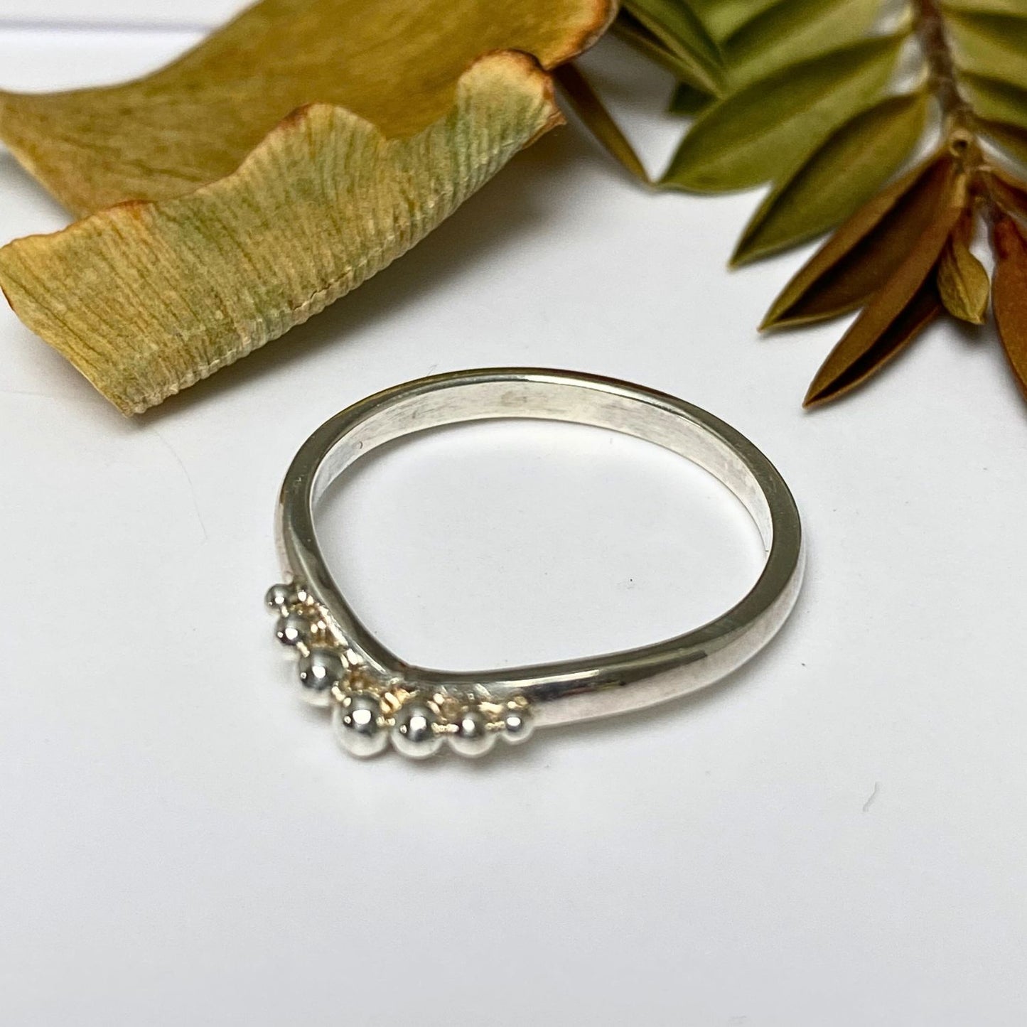 beaded silver ring