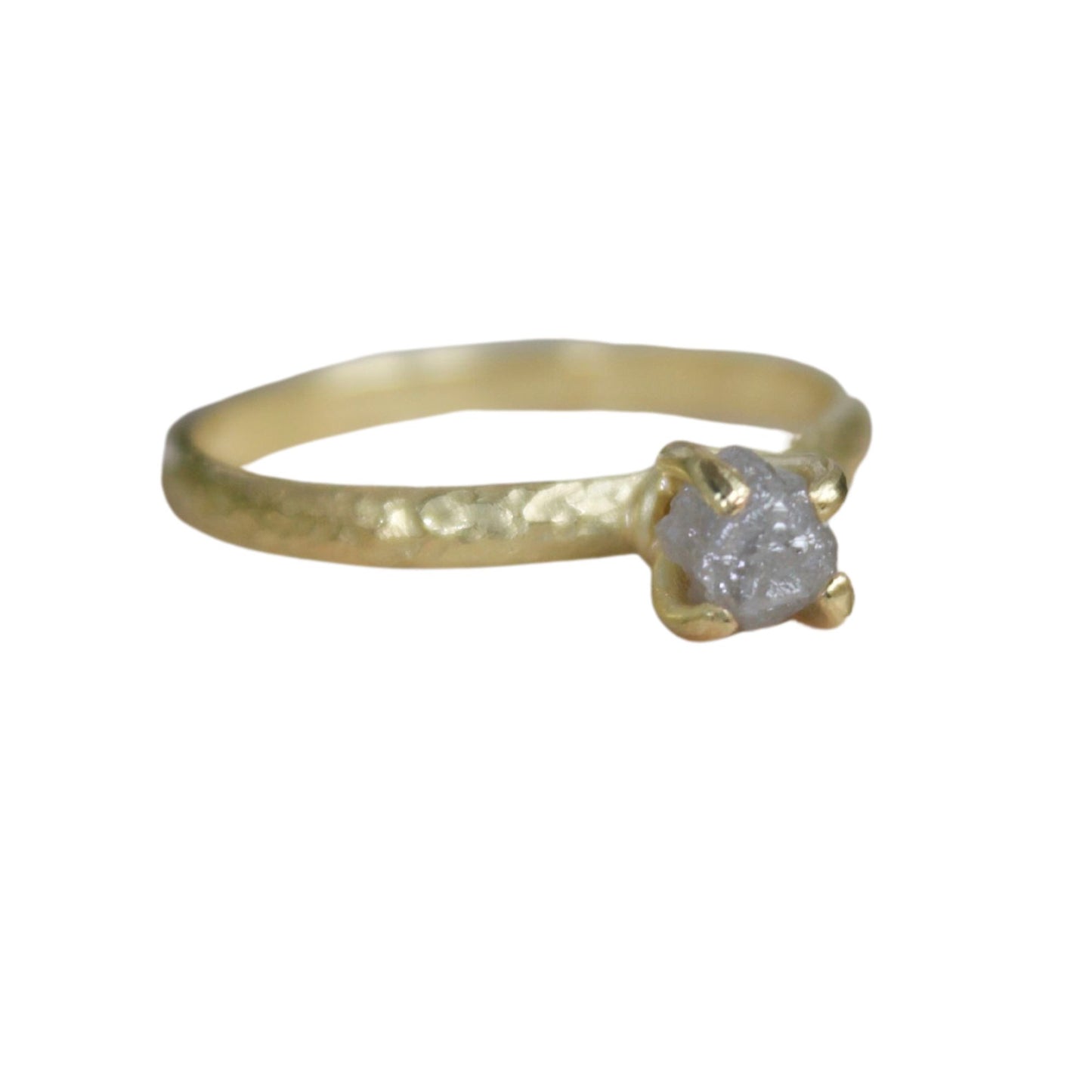 Raw uncut rough diamond 18ct gold engagement ring