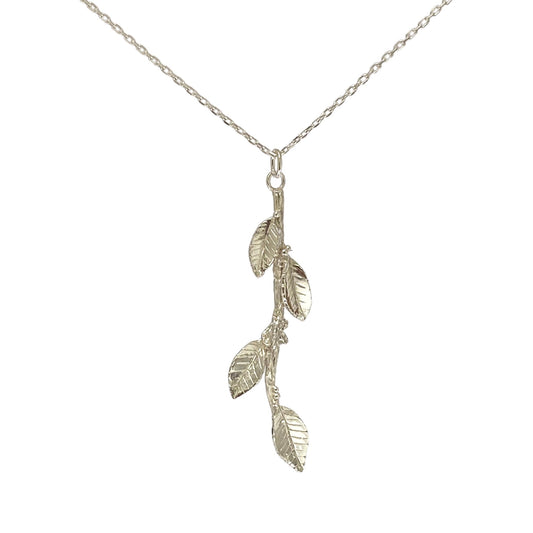 silver laurel leaf pendant