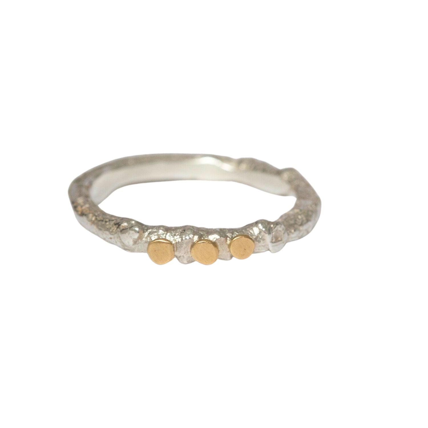 silver and gold twig ring