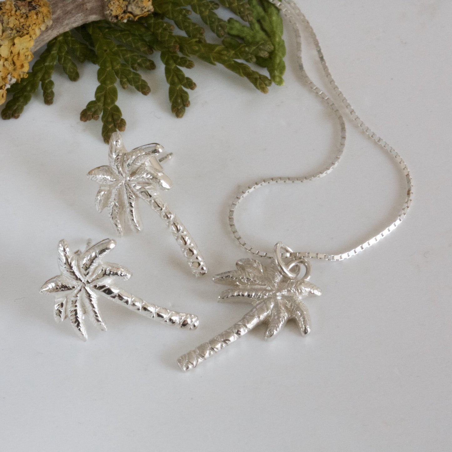 silver palm tree jewellery