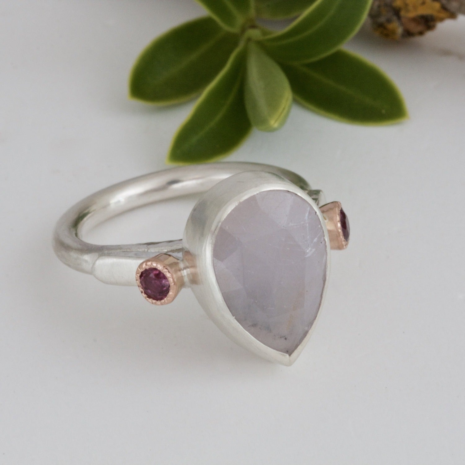 Lilac Grey Rose Cut Sapphire Ring