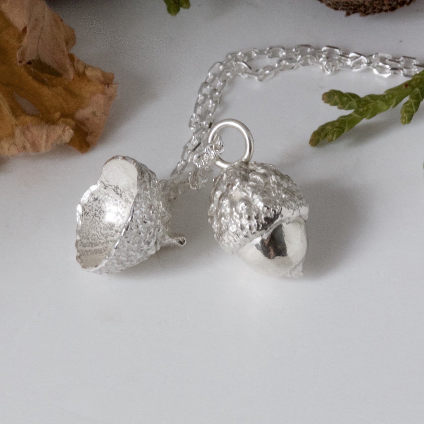acorn and acorn cup necklace