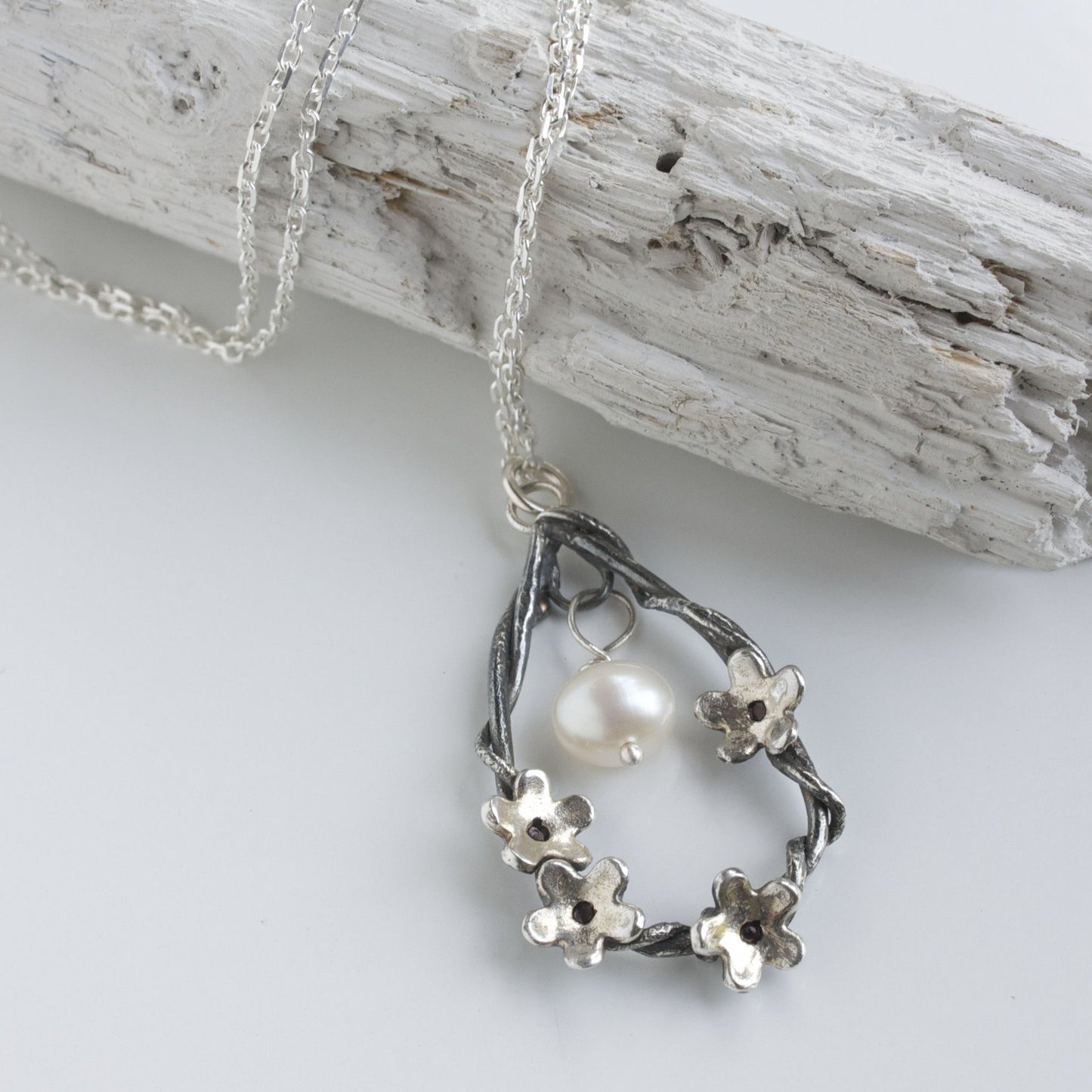Silver Woodland Flower Necklace