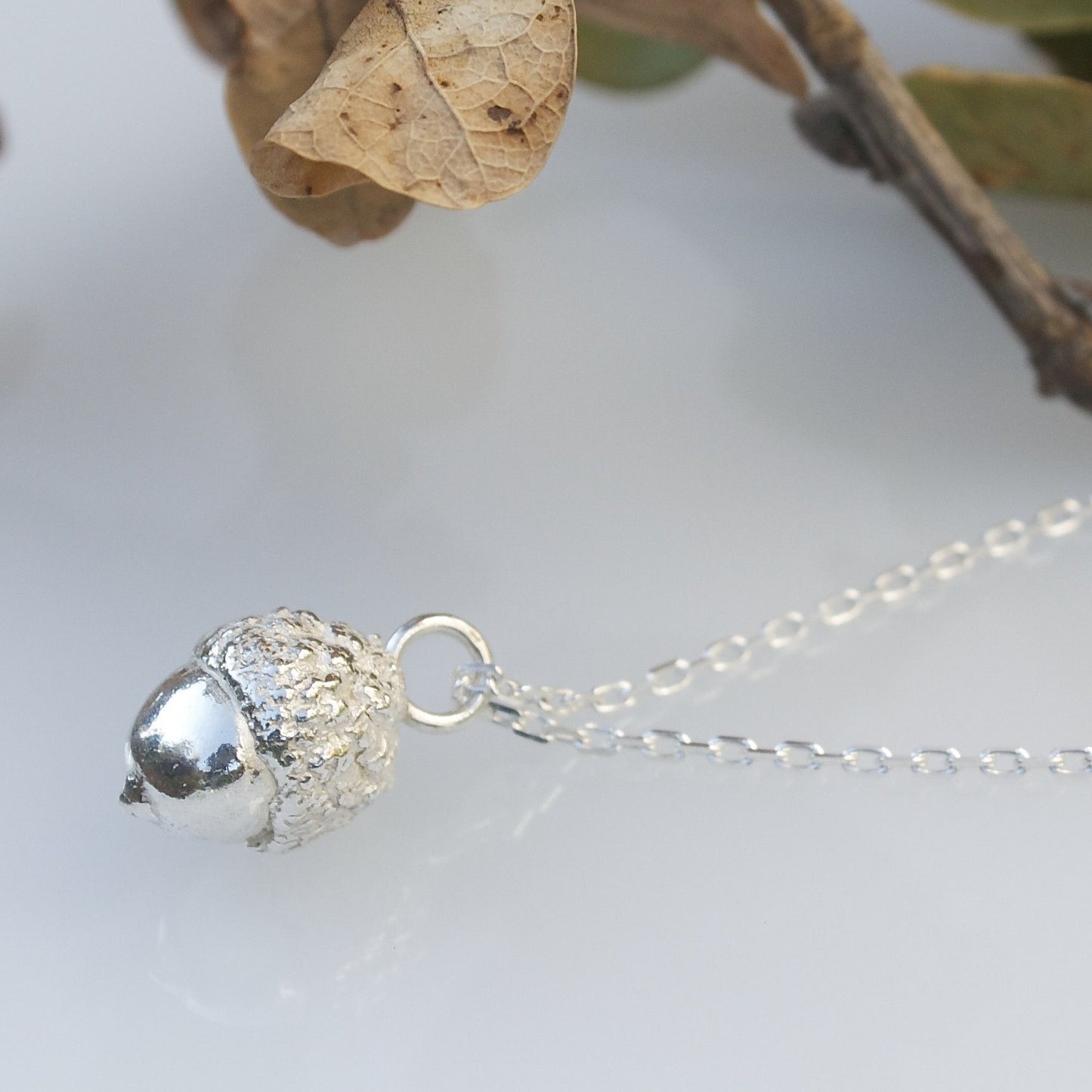 Silver Woodland Acorn Necklace