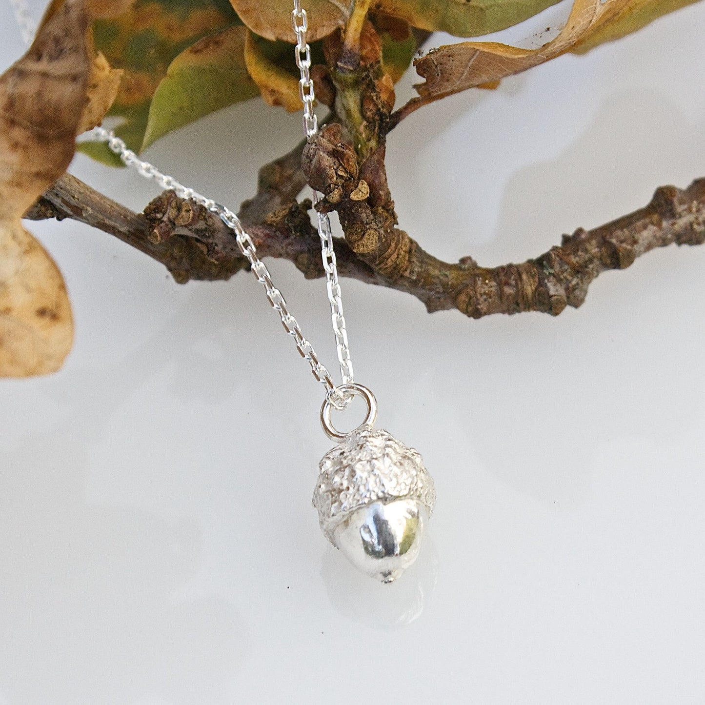 Silver Woodland Acorn Necklace