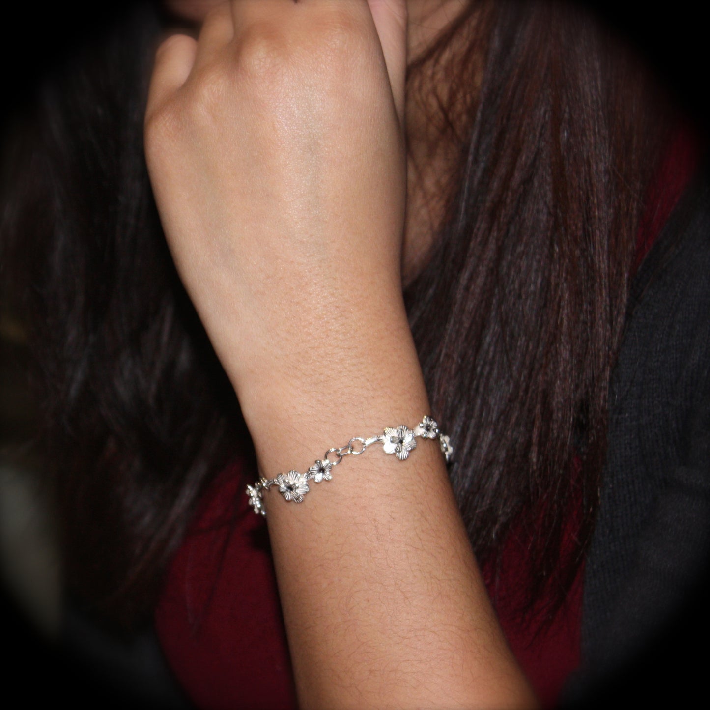 Silver Cherry Blossom Bracelet