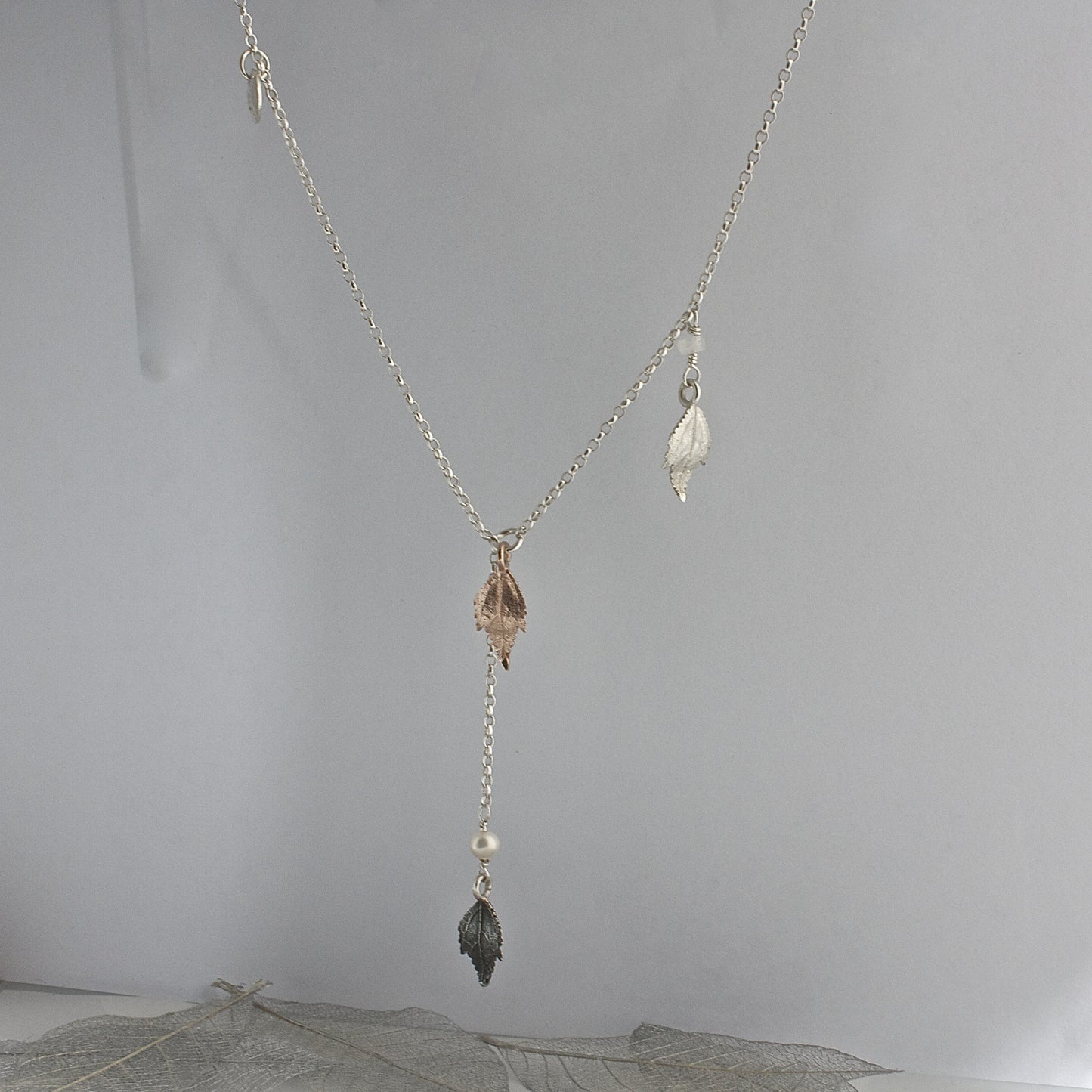 Tumbling Leaf Lariat Necklace