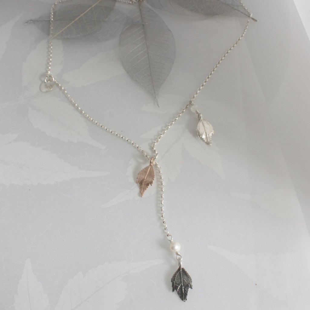 Tumbling Leaf Lariat Necklace