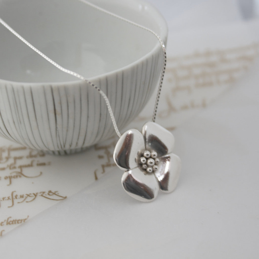 Silver Rose Necklace