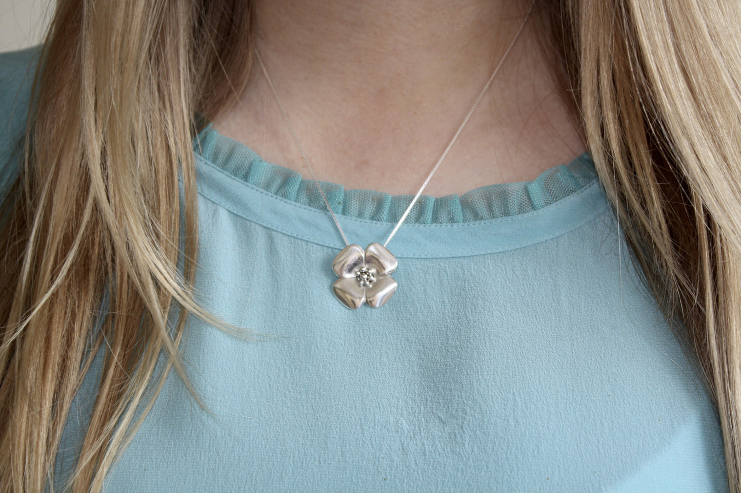 Silver Rose Necklace