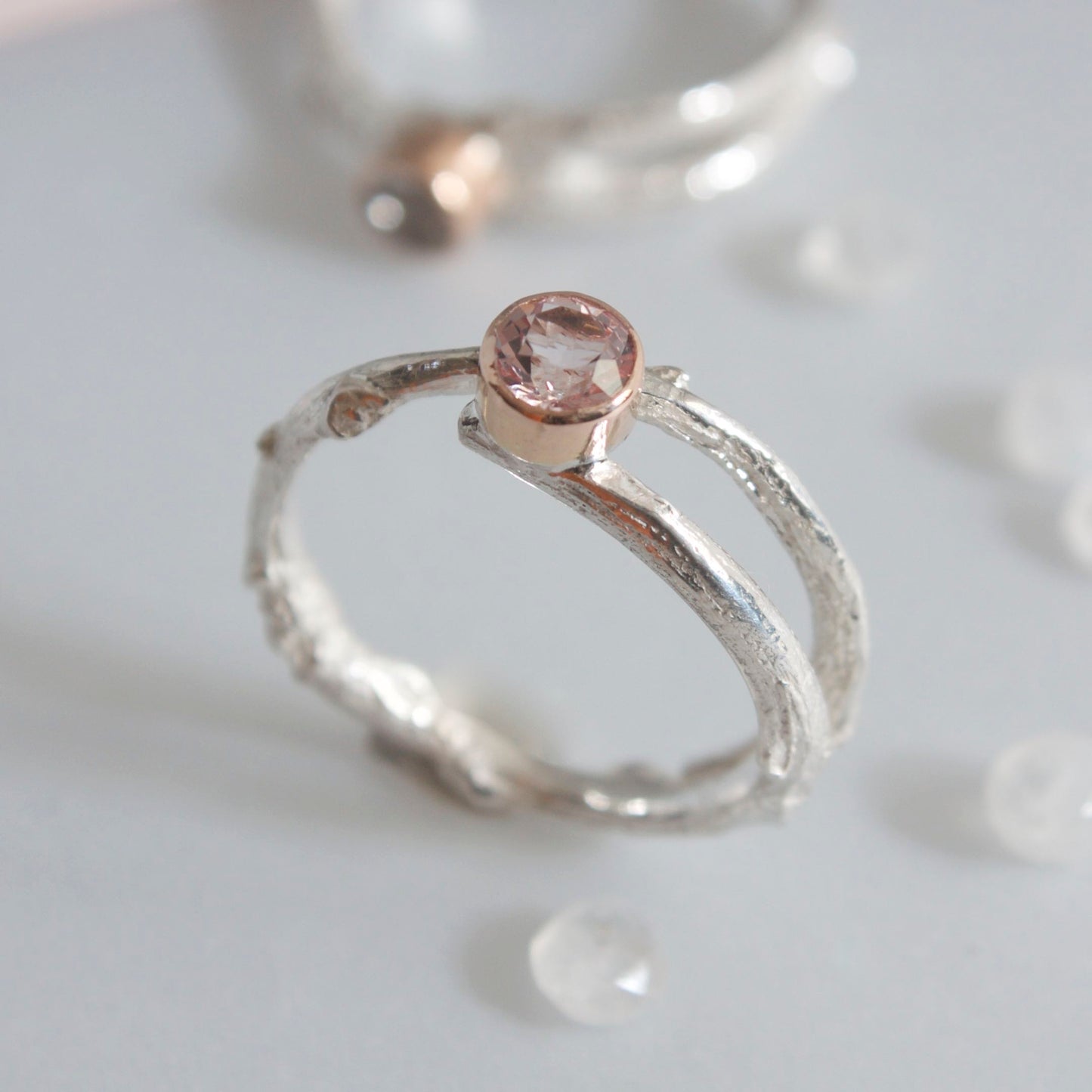 Morganite Woodland twig ring