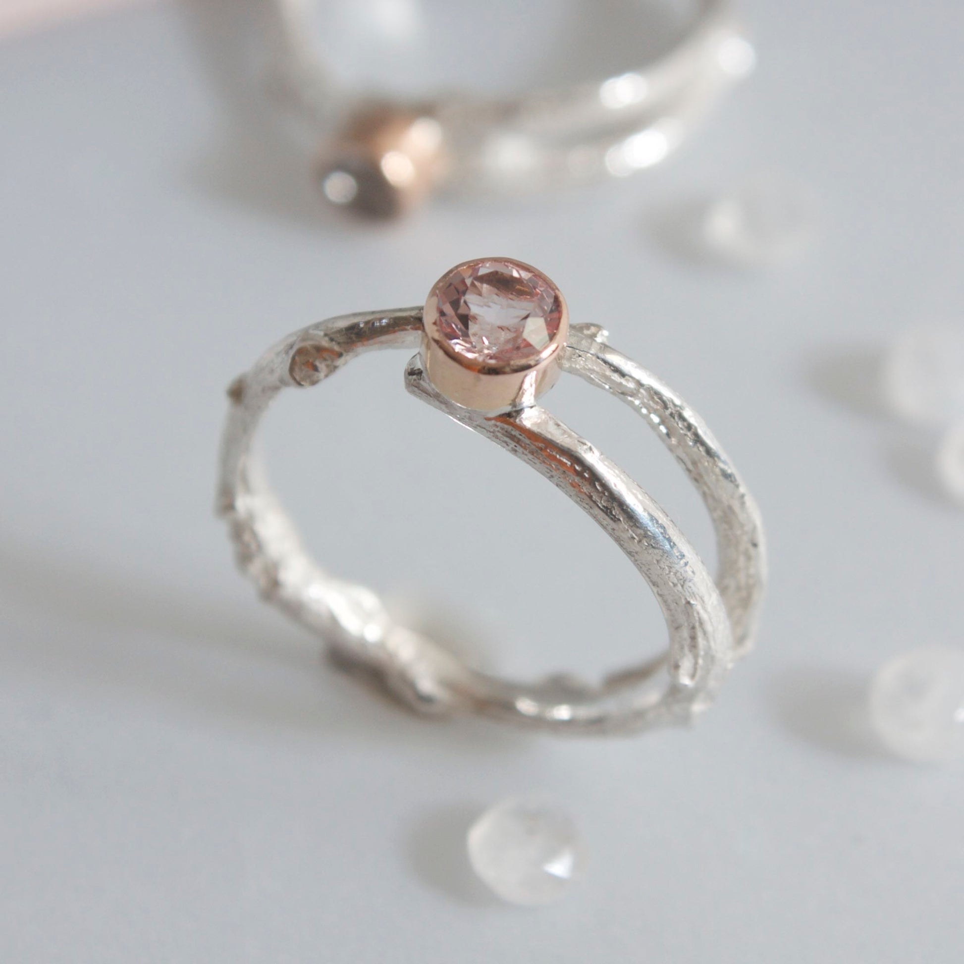 Morganite Woodland twig ring