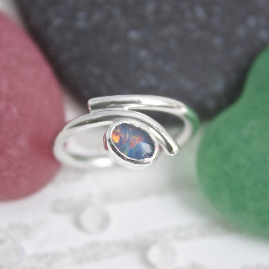 Opal Ring, Silver and Opal Ring, October Birthstone