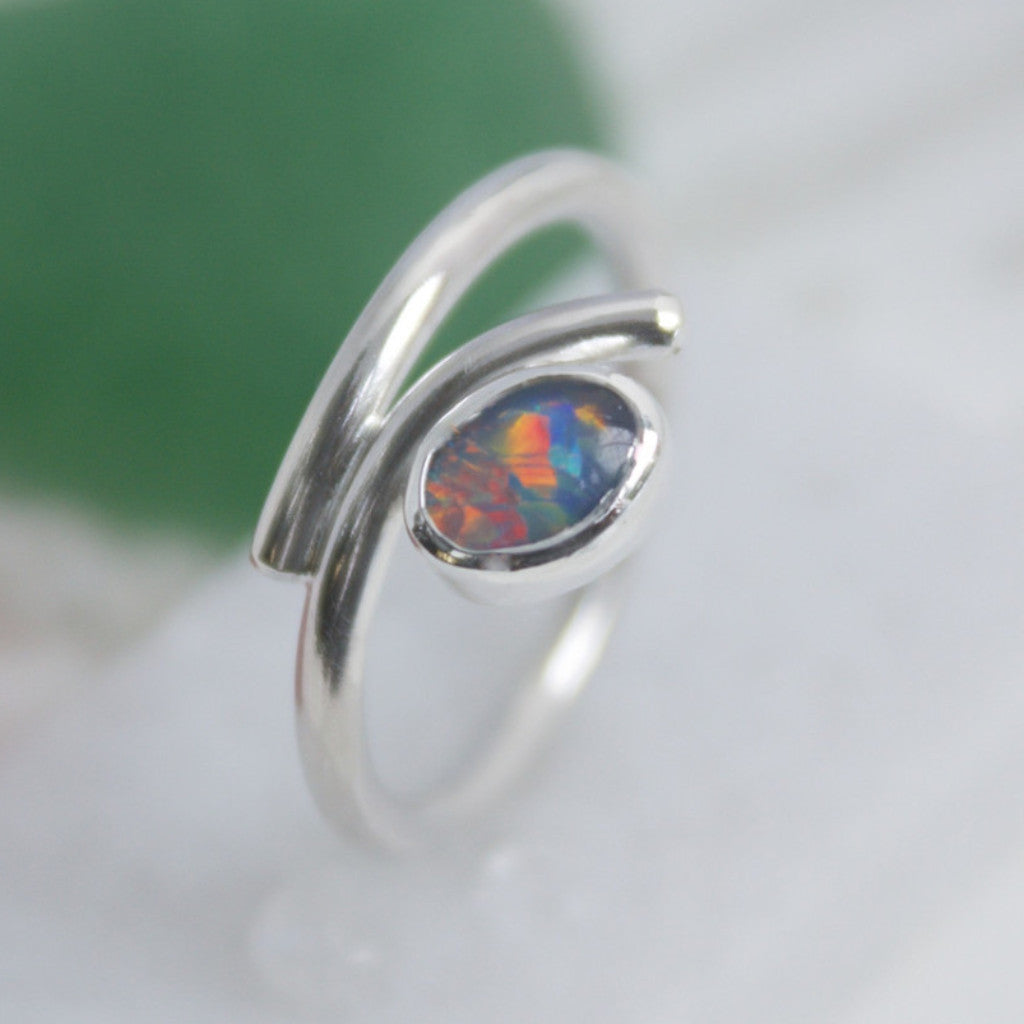 Opal Ring, Silver and Opal Ring, October Birthstone