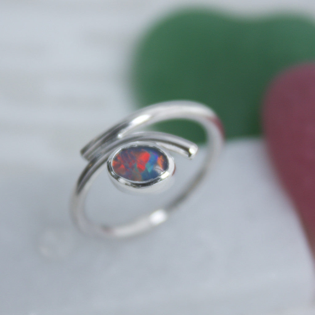 Opal Ring, Silver and Opal Ring, October Birthstone