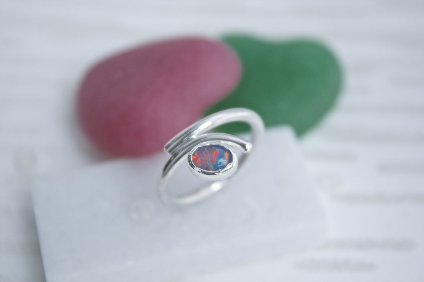 Opal Ring, Silver and Opal Ring, October Birthstone