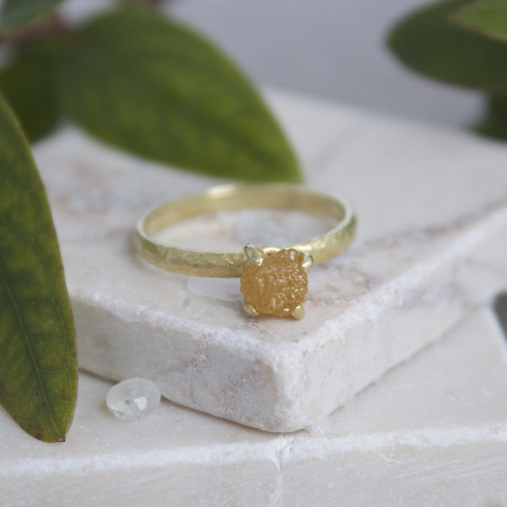 Rough Orange Diamond 18ct gold Engagement Ring