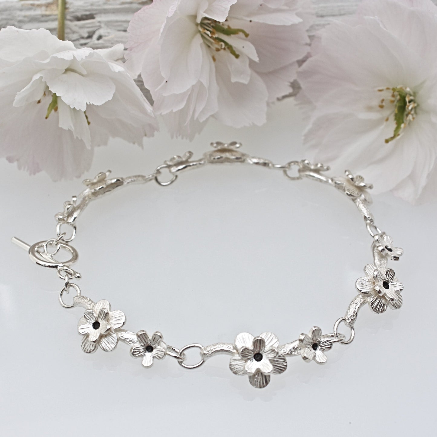 Silver Cherry Blossom Bracelet